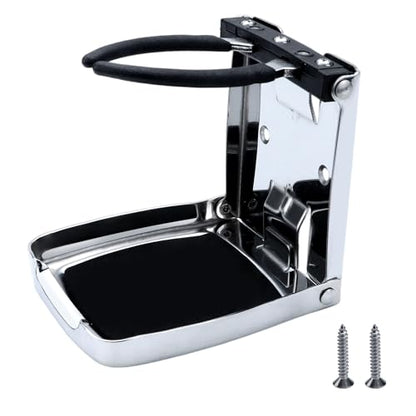 YANYUCB 304 Stainless Steel Adjustable Folding Cup Holders,Boat Drink Cup Holder,Folding Wall Car Desk Cup Holder for Trucks,RVs,Vans,Boats,Campers,Caravans(1 Pack) - style: Silver 1Pack