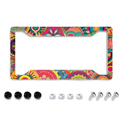 Personalized License Plate Frame Stainless Steels New Beautiful Paisley License Plate Car Tag Holder with 4 Holes and Screws for Women Men Auto Decoration for USA Canada Vehicles Standard(12"x6") - color: New Beautiful Paisley pattern