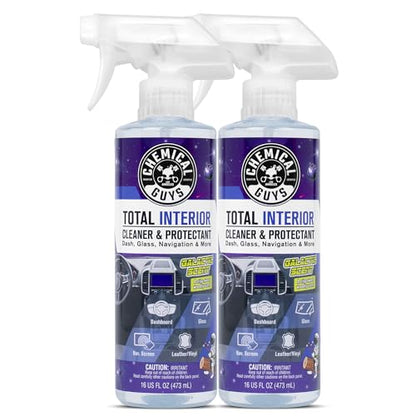 Chemical Guys Total Interior Cleaner & Protectant - 2 Pack (16 oz Each) All-in-One Car Interior Cleaner for Dash, Seats, Carpet, Glass, Vinyl, Leather, and Plastic - Galactic Scent - size: 16 Fl Oz (Pack of 2)