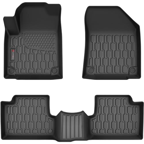 Floor Mats Compatible with 2016-2023 Jeep Cherokee (Not for Grand Cherokee), All Weather TPE Floor Liners, Custom Fit Car mats, 1st & 2nd Row, Black - style: Jeep Cherokee 2016-2023