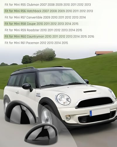 Left Right Side Mirror Caps Rearview Mirror Cover Cap Glossy Black Pair Fit for Mini R55 R56 R57 R58 R59 R60 R61 2007-2016 Manual Folding Mirrors Only Replace 51162754913, 51162754914 - size: Glossy Black