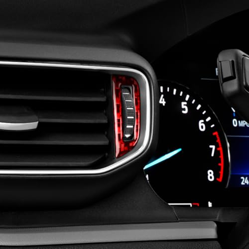 Real Red Carbon Fiber Car Dashboard Side AC Vent Outlet Rotary Control Sticker Auto Interior Trim Compatible with Ford Explorer(U625) XLT/Limited/ST/Platinum/Platinum Hybrid 2020 2021 2022 2023 - color: Dash Side Ac Vent Control