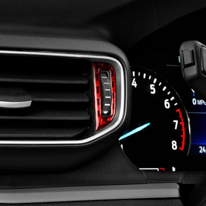 Real Red Carbon Fiber Car Dashboard Side AC Vent Outlet Rotary Control Sticker Auto Interior Trim Compatible with Ford Explorer(U625) XLT/Limited/ST/Platinum/Platinum Hybrid 2020 2021 2022 2023 - color: Dash Side Ac Vent Control