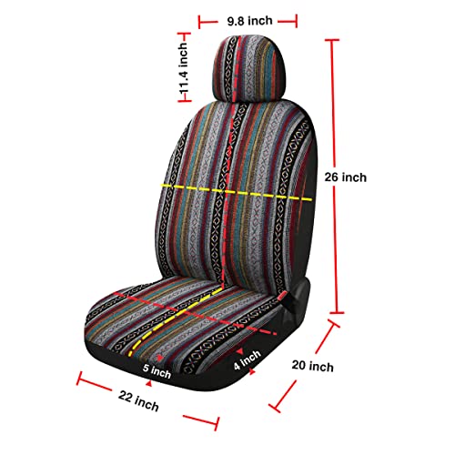 Baja Saddle Blanket Car Seat Covers 9PCS Full Set, Breathable and Washable Striped Woven Automotive Vehicle Seat Cover, Universal Seat Cover for Sedan, SUV, Truck, Airbag Compatible - color: Baja Inca, size: Full Set