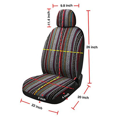 Baja Saddle Blanket Car Seat Covers 9PCS Full Set, Breathable and Washable Striped Woven Automotive Vehicle Seat Cover, Universal Seat Cover for Sedan, SUV, Truck, Airbag Compatible - color: Baja Inca, size: Full Set