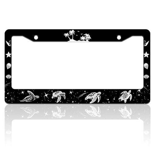 Turtle License Plate Frame Beach Shell Animal License Plate Holder for Front or Rear Car Tags Stainless Steel Funny Car Decoration with Screws 6.3 X 12.2 in - color: Turtle