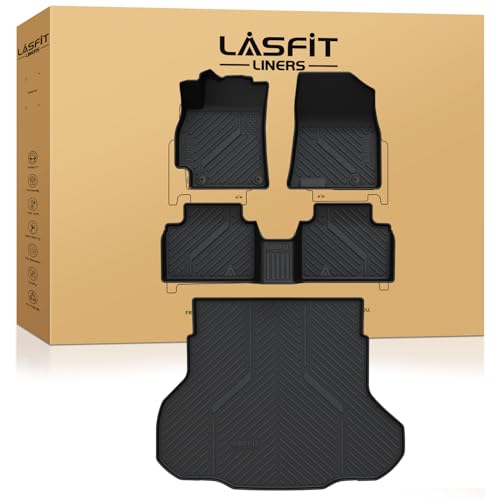 LASFIT Floor Mats & Cargo Mat for Kia K4 2026 2025 All Weather TPE Custom Fit Floor Liner 1st & 2nd Row Full Set Car Mats and Trunk Mat Accessoires, Black - size: 3)For Kia K4 | 2025-2026