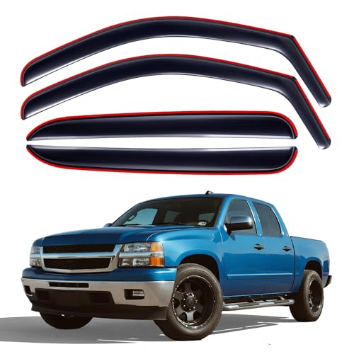 in-Channel Window Rain Guards for 2007-2013 Chevy Silverado/GMC Sierra 1500/2500/3500 Crew Cab, Window Deflectors Vent Visors for 2003 Chevy Silverado Accessories, 4 Full-Size Doors - size: 2007-2013 Silverado/Sierra 1500/2500/3500 Crew Cab
