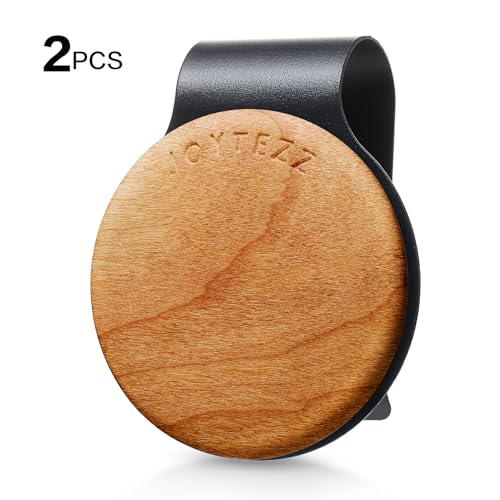 Car Air Freshener - 90 Days Long Lasting with 2Pcs Refills - Amber Scent Wood Car Air Diffuser Kit Automotive Visor Interior Accessories Decor