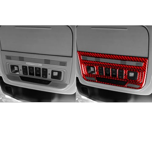 Real Red Carbon Fiber Car Front Row Roof Reading Light Control Panel Sticker Auto Interior Trim Compatible with Ford Explorer(U625) XLT/Limited/ST/Platinum/Platinum Hybrid 2020 2021 2022 2023 - color: Front Reading Light Panel