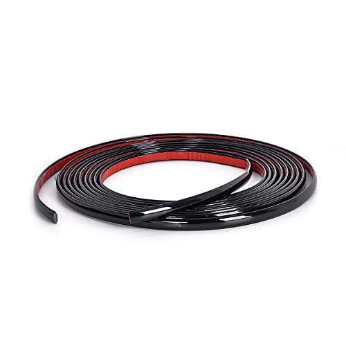 Car Interior Chrome Trim Strip, 16.5ft/5M for Cars, Side Body Automotive Molding, Scratch-Proof for Car, Truck, RV, Door Window (8mm, Black) - color: Black, size: 8 mm