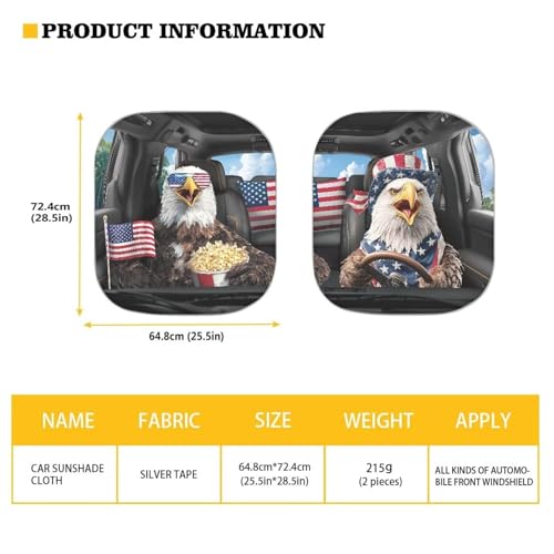 2 PCS Car Windshield Sun Shade,Eagle Car Front Window Sunshade Visor Shield Cover for Most SUV Truck - color: Eagle