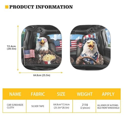 2 PCS Car Windshield Sun Shade,Eagle Car Front Window Sunshade Visor Shield Cover for Most SUV Truck - color: Eagle