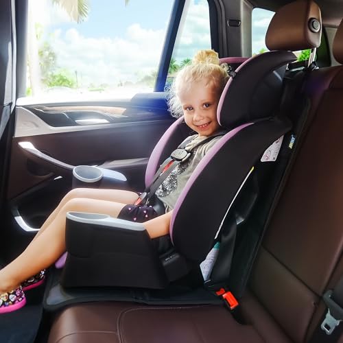 JOYSKY Car Seat Protector, 2 Pack Seat Protectors for Under Child Carseats with Thick Padding and Waterproof 600D Oxford, Automotive Seat Cover Pad Protects Your Vehicle Leather Interior