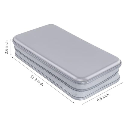 CD Case, Siveit DVD Case Holder 96 Capacity Hard Plastic CD DVD Disc Cases Storage Binder Wallet for Car Home Office Travel (Grey) - color: Silver