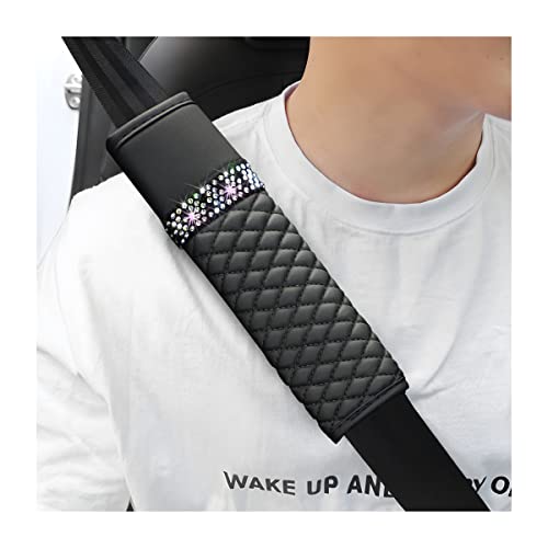 zipelo 2 Pcs Auto Seat Belt Cover, Breathable Leather Shoulder Pads Protect Your Neck, Harness Pads Strap for a More Comfortable Driving, Car Accessories Compatible with Adults Kids (Black) - color: black