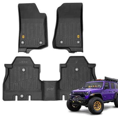 Cat® JustFit™ 3D Floor Mats for Jeep Wrangler JL 2018–2026 Custom Fit All Weather Floor Liners, Heavy Duty Rubber Mats for Jeep Wrangler Unlimited (Not for PHEV or JK) Accessories for Full Protection - style: Jeep Wrangler 4WD (2018-2026)