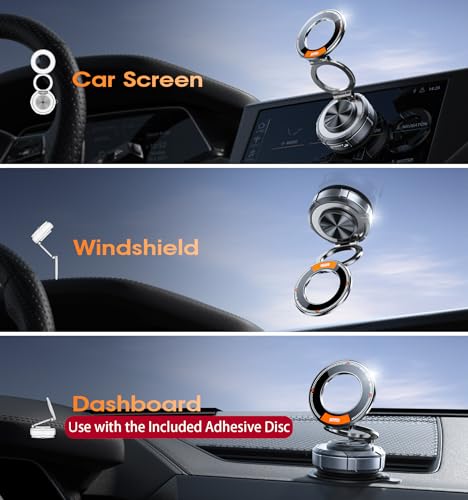 Upgraded Suction Cup Phone Mount 360° Zinc Alloy Phone Stand Vacuum Magnetic Car Holder for MagSafe Mount 98 LBS Ultra Accessories for iPhone 16 15 14 13 12 Android - color: Gunmetal