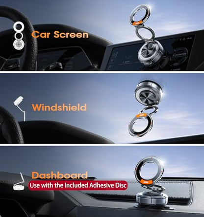 Upgraded Suction Cup Phone Mount 360° Zinc Alloy Phone Stand Vacuum Magnetic Car Holder for MagSafe Mount 98 LBS Ultra Accessories for iPhone 16 15 14 13 12 Android - color: Gunmetal