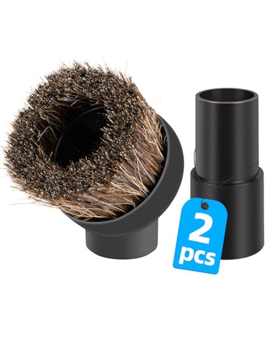 Round Horse Hair Brush Vacuum Attachment for Shark Vacuum Brush Attachment with 1-1/4” to 1-3/8” Adapter, For Shark Vacuum Attachments, for Dusting Car Seats & Upholstery, 2 Pack - style: Round Dust Brush-2PCS