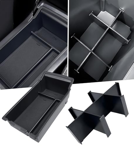 2PCS Center Console Organizer & Armrest Divider Set for Subaru Crosstrek/Impreza 2026 2025 2024, Custom Fit Dual-Layer Durable ABS Plastic Storage Box Insert Tray Interior Accessories, Black - style: 4) Fit for 2024-2026 Crosstrek/Impreza,A
