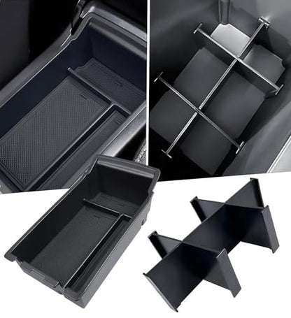 2PCS Center Console Organizer & Armrest Divider Set for Subaru Crosstrek/Impreza 2026 2025 2024, Custom Fit Dual-Layer Durable ABS Plastic Storage Box Insert Tray Interior Accessories, Black - style: 4) Fit for 2024-2026 Crosstrek/Impreza,A