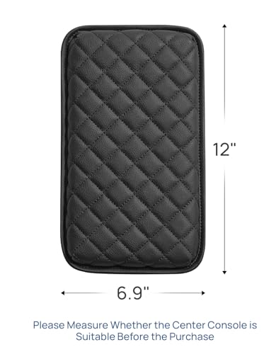JOYTUTUS Universal Center Console Cover, Leather Arm Rest Covers Armrest Cover for Car, Middle Console Cover Lid, Car Arm Rest Cushion Pad for Most Vehicle, SUV, Car, Sedan, Car Black Accessories - size: 12.01" x 6.89"