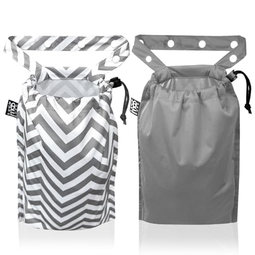 2 Pack Leakproof Car Trash Bags Detachable Waterproof Garbage Bags with Drawstring Hanging Organizer for Back Seat & Travel Grey - color: Grey Wave & Grey