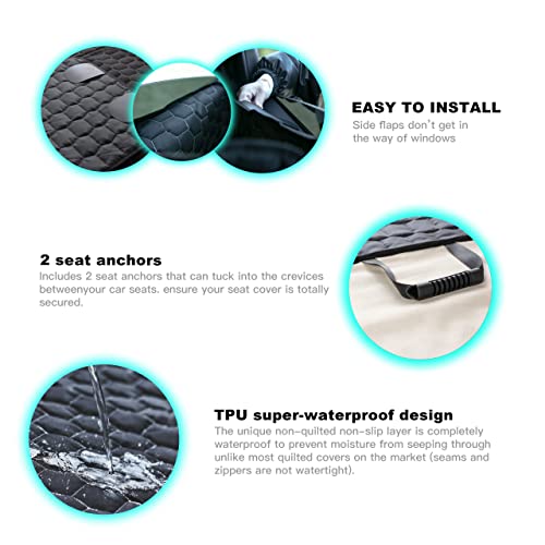 Meginc Dog Seat Covers for Back Seat, Dog Car Seat for Tesla Model 3, 100% Waterproof Pet Seat Cover Protects from Scratches, Scuffs, Hammock for Tesla with Mesh Window & Headrest Protection - size: Cover Seat for Model 3