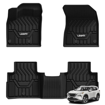 LASFIT Floor Mats for Nissan Rogue 2021-2026 (Not Fit Rogue Sport), Custom Fit All Weather Protection Durable TPE Floor Liners for Nissan Rogue S/SV/SL/Platinum 2021-2026 1st & 2nd Row Car Mats, Black - size: 1)For Nissan Rogue | 2021-2026