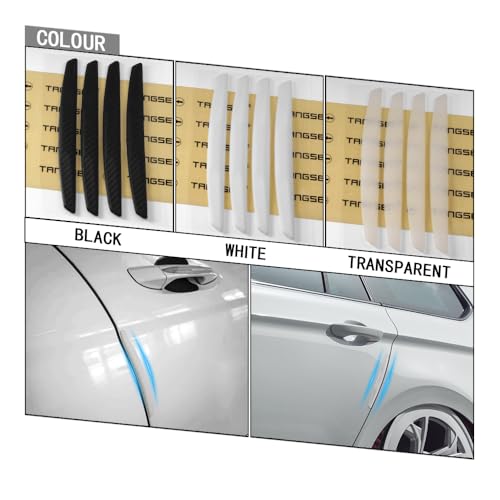 4Pcs 6 inch Universal 3D Carbon Fiber Texture Automotive Door Edge Buffer Trim Strip Paint Protector Cover Scratch Non-Marking Silicone Personalize Bar Sticker (White Translucent) - color: White Translucent