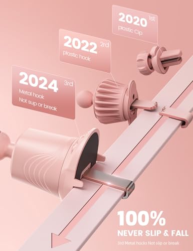 Lamicall 2026 Wider Clamp & Metal Hook Car Phone Holder Vent [Thick Cases Friendly] Phone Holders for Your Car Mount Automobile Hands Free Cradle Air Vent for iPhone 17 16 15 14 13 Pro Max Pink - color: NEW Upgraded - Pink