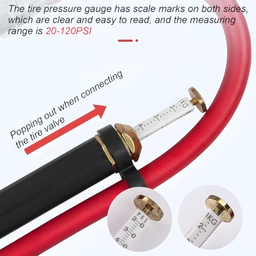 Heavy Duty Bayonet Style Tire Inflator with Air Chuck, 0-200PSI 17PCS Auto Tire Pressure Gauge with 4 Way Tool & Valve Core, Air Compressor Accessories, Universal for Sedan Truck SUV