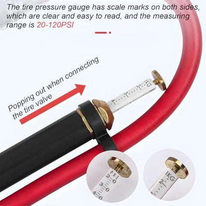 Heavy Duty Bayonet Style Tire Inflator with Air Chuck, 0-200PSI 17PCS Auto Tire Pressure Gauge with 4 Way Tool & Valve Core, Air Compressor Accessories, Universal for Sedan Truck SUV