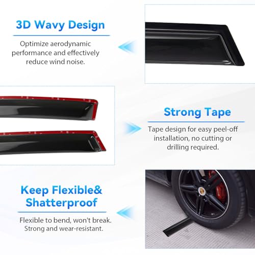 4pcs Smoke Tint Sun Rain Guard Vent Window Visors Compatible with 2008-2015 Scion xB, Outside Mount Tape On Style Acrylic Set of 4 Front+Rear - size: Compatible with 2008-2015 Scion xB