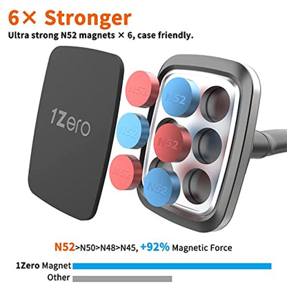 1Zero Magnetic Phone Car Mount 14-Inch Gooseneck Long Arm Extension, Universal Windshield Dashboard Industrial-Strength Suction Cup Car Phone Holder for All Cell Phones (Magnetic Phone Mount) - color: Magnetic Phone Mount
