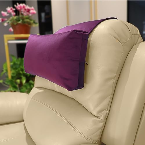 Non-Slip Head Pillow for Recliners - Neck Support Cushion with Velvet Cover for Pain Relief at Home, Office and Travel (Plum) - color: Plum