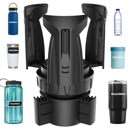 Cup Holder Expander (Adjustable Holder & Base, Auto-Fit Hold, One Button Open), Car Cup Holder Expander for Yeti, Hydro Flask, Nalgene, Owala, Bottles in 2.6"- 4.8" (Light Black, 1 Pack) - color: Light Black, size: 1 Pack