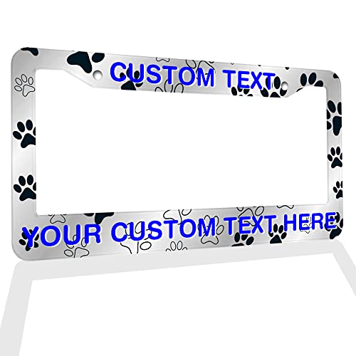 Your Custom Text Plate Frame Custom Personalized Text License Plate Frame Custom Funny License Plate Holder Custom Funny License Plate Holder - Dog Paw Prints - color: dog paws -2, size: One frame
