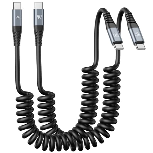 USB C to C Cable 3ft 2Pack Coiled USB C Charger Cable for Car Type C Fast Charging Cable for iPhone 17/16/15/Plus/Pro/Pro Max/Samsung Galaxy S23 - color: Black, size: 3FT
