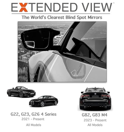 Blind Spot Mirrors- Compatible with BMW G22 430i, M440i Extended View (G23 430i, M440i Convertible (2021 - Present)), Glass - 2 Piece Set (Left & Right) - size: G23 430i, M440i Convertible (2021 - Present)