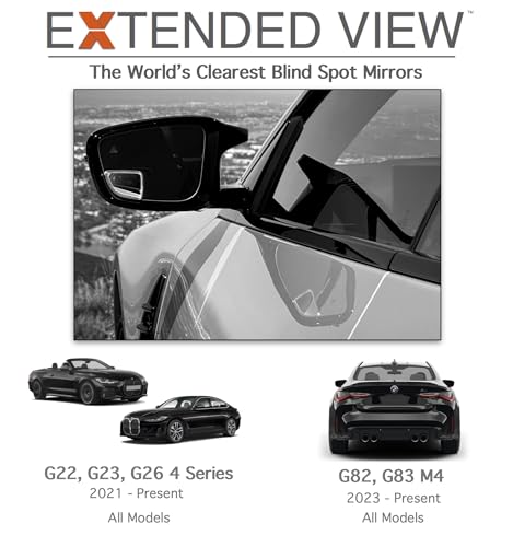 Blind Spot Mirrors- Compatible with BMW G22 430i, M440i Extended View (G83 M4 Convertible (2023 - Present)), Glass - 2 Piece Set (Left & Right) - size: G83 M4 Convertible (2023 - Present)