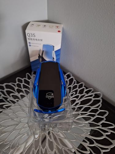 15W Fast Charge Auto-Clamping Wireless Car Charger Mount – Qi Wireless Charging, Adjustable Phone Holder, Air Vent & Dashboard Compatible, Compatible with iPhone & Android (Blue) - color: Blue