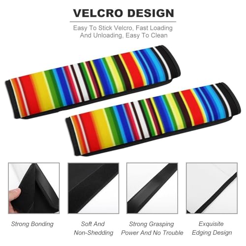 Men's Car Belt Covers 2PCS Fashion Cushion Pad Car Shoulder Strap Harness Pad Mexican Blanket Stripes - color: Color349