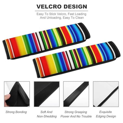 Men's Car Belt Covers 2PCS Fashion Cushion Pad Car Shoulder Strap Harness Pad Mexican Blanket Stripes - color: Color349