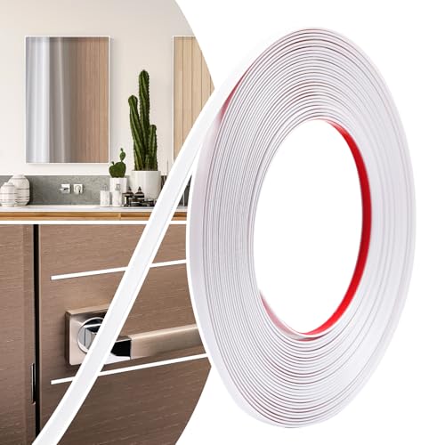 Thin 0.25in × 40Ft Peel and Stick Wall Molding Trim - Flexible Self Adhesive Molding Trim for Walls, Edges, Borders, Window Frames, Backsplash Tiles - White (Paintable) Waterproof Trim - color: White(Paintable), size: 1/4in-40Ft