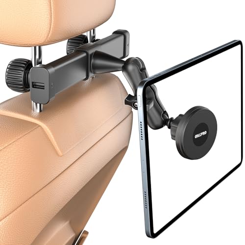 OHLPRO Tablet Holder for Car Headrest,360°Adjustable Magnetic Tablet Mount for Car Backseat,Gifts Road Trip Essentials for Kids,Fits for 5-13" Device Like iPad Pro, Air, Mini, Galaxy, Fire - style: Magnetic Adjustable Arm