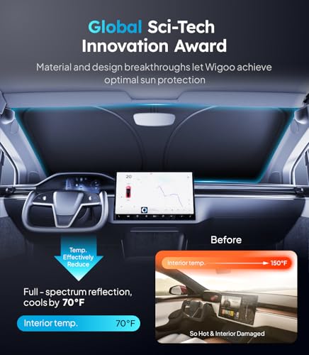 2026 Upgraded Accessories Tesla Model X Windshield Sunshade [Ice Shield Tech Fabric, 100% Sun Blockage], Foldable Heat Insulation Sunshade with Storage Bag, for Tesla Model X 2016~2026, Silver Coating - size: 4.Model X (2016-2026)