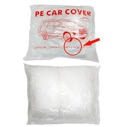 4 Packs Disposable Car Cover Clear Plastic Car Cover Universal Rain Dust Garage Cover with Elastic Band Large (15.7FT x 24.6FT) - size: 4 PCS LL(15.7ft * 24.8ft)