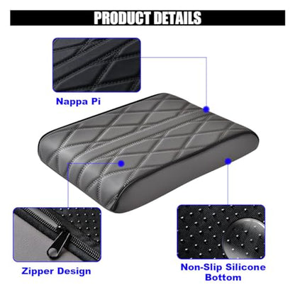 Car Center Console Cover Pad, Leather Auto Console Arm Rest Cover, Waterproof Car Armrest Seat Box Cushion Protector, Memory Foam Armrest Pillow for Most Cars - color: Gray